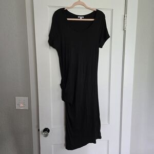 James Perse Black Scoop-Neck Short-Sleeve Midi Dress